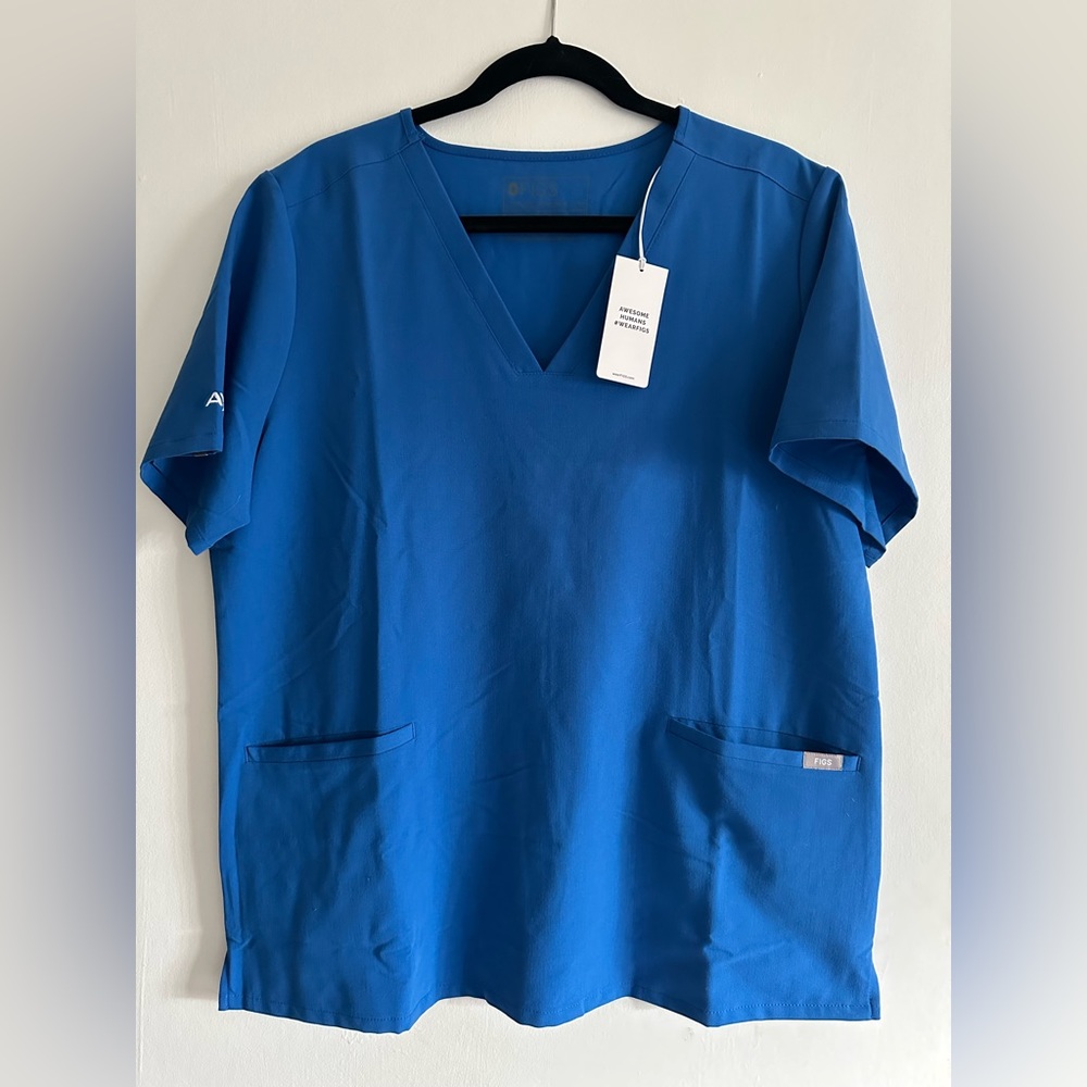 FIGS XL WOMENS ROYAL BLUE CASMA THREE-POCKET TOP FW1100